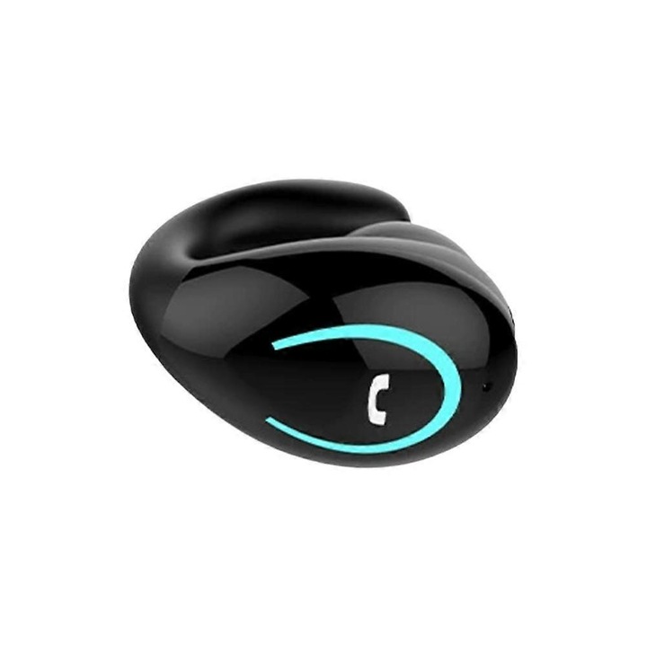 Monó fülhallgató típusú Bluetooth fülhallgató, Bluetooth 5.0-val, nyitott illeszkedésű, nem fülbe helyezhető kialakítással, világító LED-del, IPX4, fekete/kék, 1 db