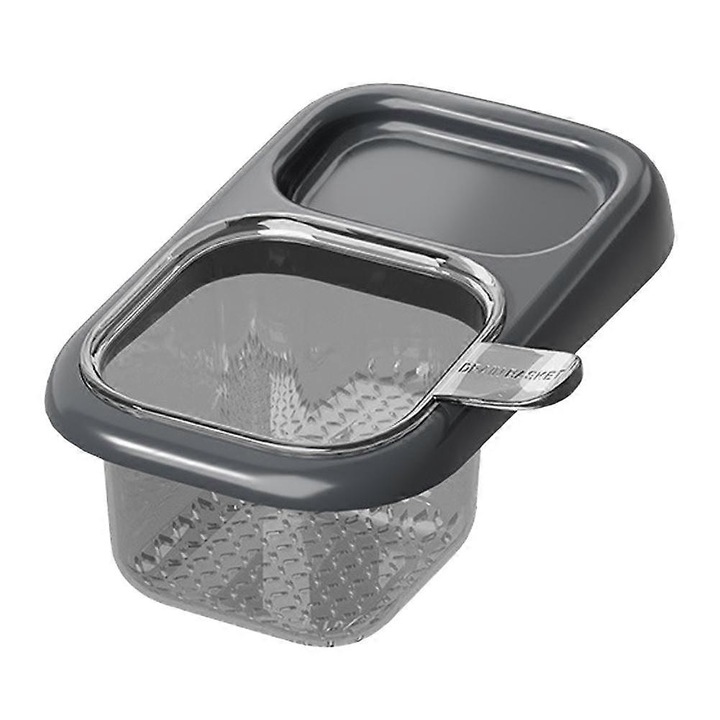 Cos de scurgere pentru chiuveta, sita, cu ventuza pentru fixare fara gaurire, design cu scurgere 360° si separare uscat/umed, gri, 22x13x8.5 cm, 1 buc