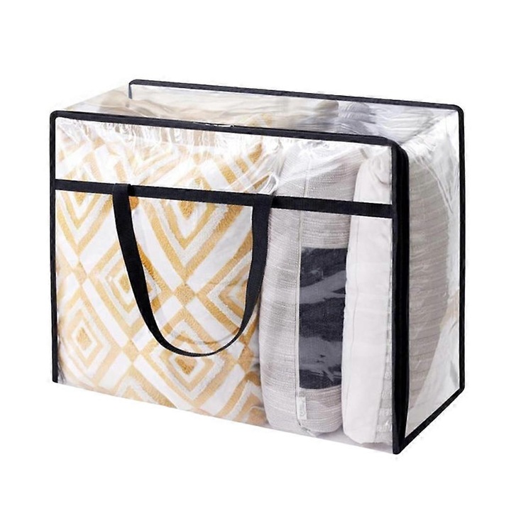 Geanta depozitare transparenta 90L PVC portabila impermeabila 65x26x53cm