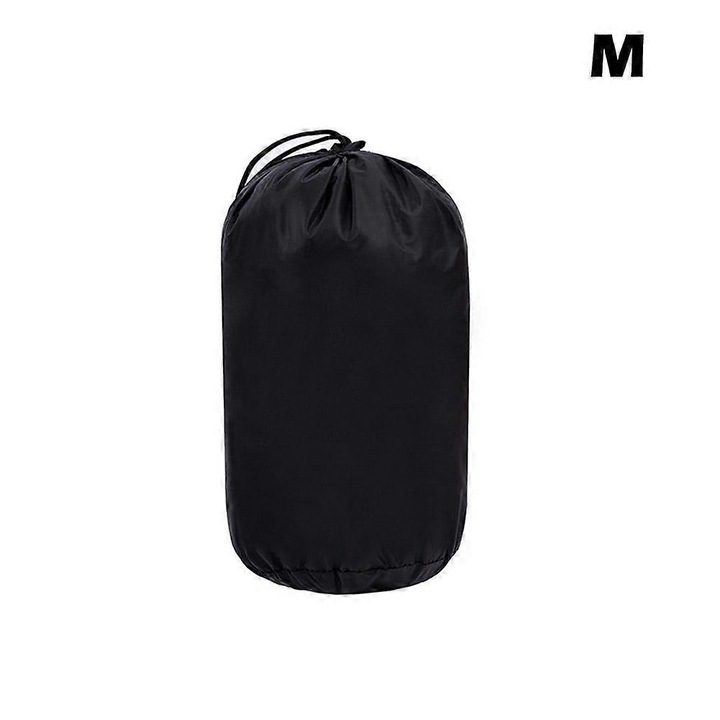 Tárolóhuzat pehelykabáthoz / hordtáska, vízálló nylon, húzózsinórral és nedvesség- és porvédelemmel, kompakt módon összecsukható, Fekete, M, 1 db
