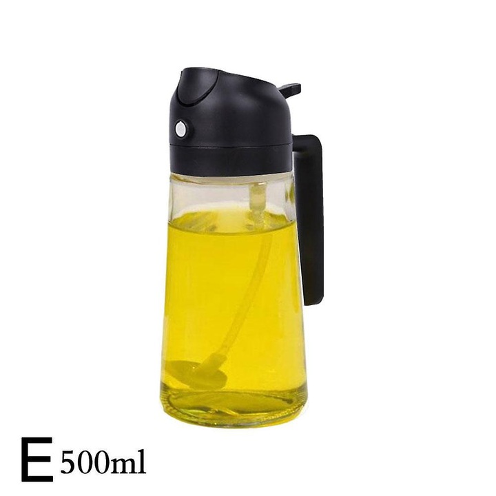 Olajpermetező flakon, 500ml, üveg és PP, zöld-sárga-fehér, 18x7cm