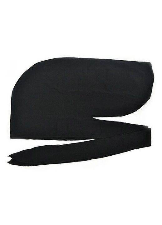 Durag, poliészter kendő megkötő szalagokkal, uniszex, fekete/fehér, egy méret