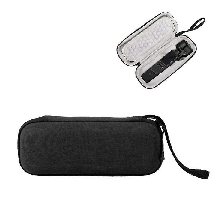 Hordtáska DJI Osmo Pocket 4-hez, tartós ant cloth külső anyag, víz- és ütésálló, puha flanel bélésű belső zsebbel a kiegészítőknek, fekete/szürke, 21x8.7x6 cm, 1 db
