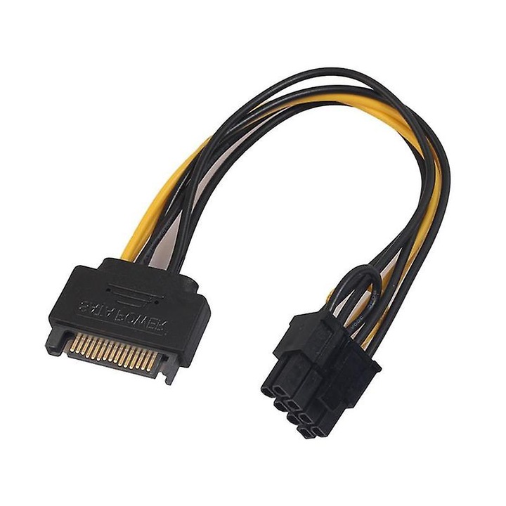 SATA 15 tűs – PCIe 8 tűs tápkábel adapter, 18 cm