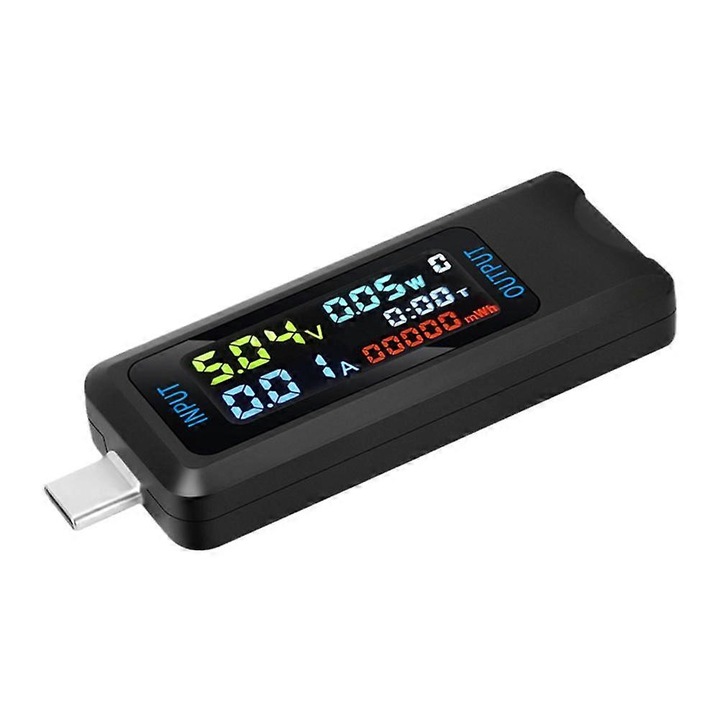 Tester capacitate digital, voltmetru, curent, tip C, 0-5A, 0-80°C, universal