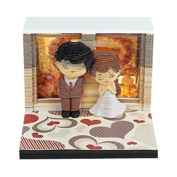 Blocnotes 3D Dream Wedding, 238 pagini, alb, 8.1x8.1x6.8cm