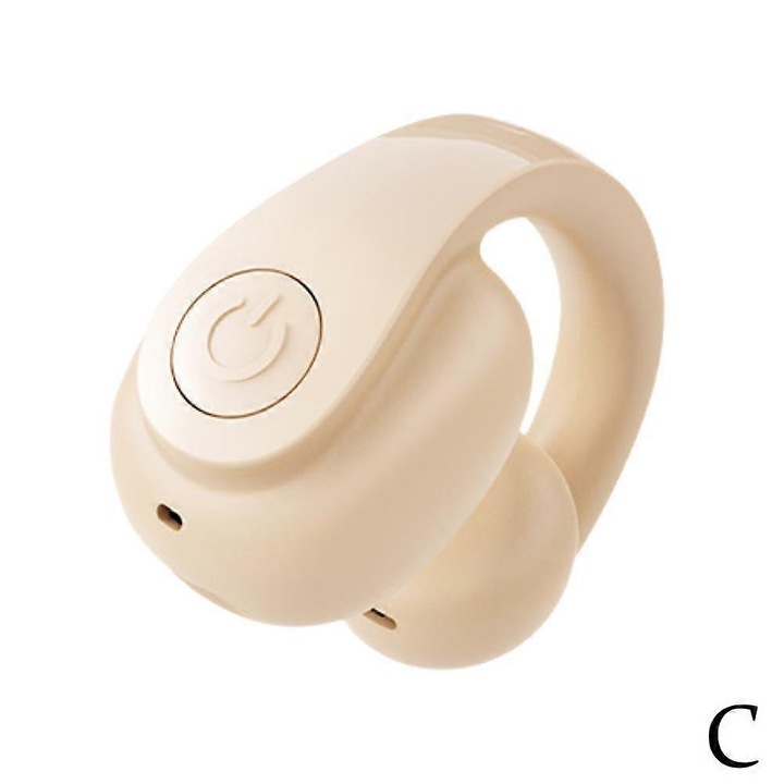 Casti wireless Bluetooth 5.4 cu clip pentru ureche, pentru sport, anulare zgomot, rezistente la apa IPX5, crem, 1 buc
