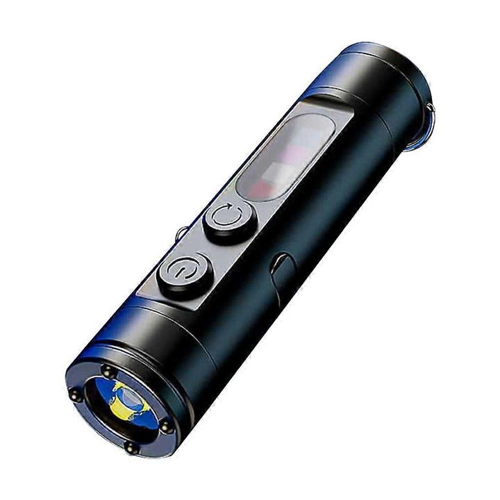 Lanterna LED EDC, din aluminiu, reincarcabila Type-C 500 lumeni, magnetica cu clip, Negru, 1 buc