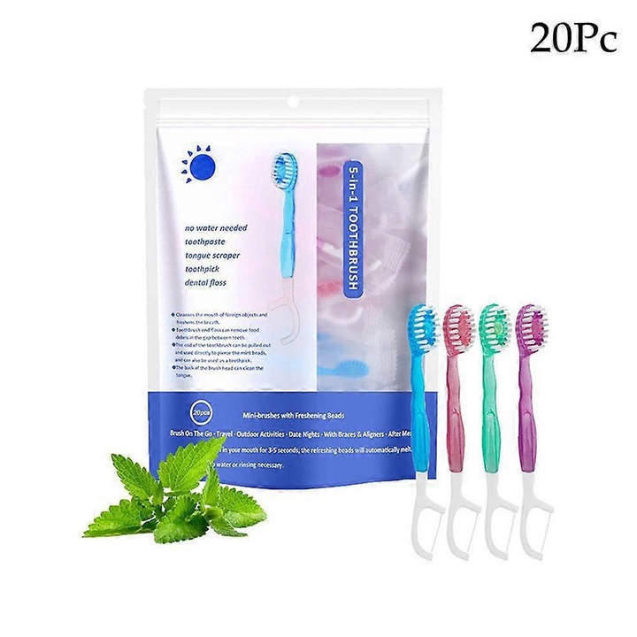 Periuta de dinti 5 in 1, albastru, 20 buc