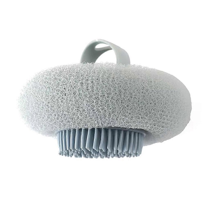 2 az 1-ben fürdőszivacs/kefe, hámlasztó és masszázs hatással, bőséges habzással, ergonomikus fogantyúval, többszínű, 1 db, 11 cm x 5.5 cm