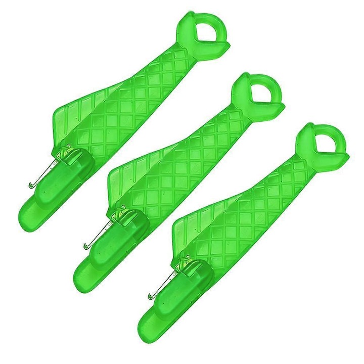 Infiletator de ace (tragator de ata), automat tip gura de peste, din plastic rezistent, compact 3 cm, verde, set 3 bucati