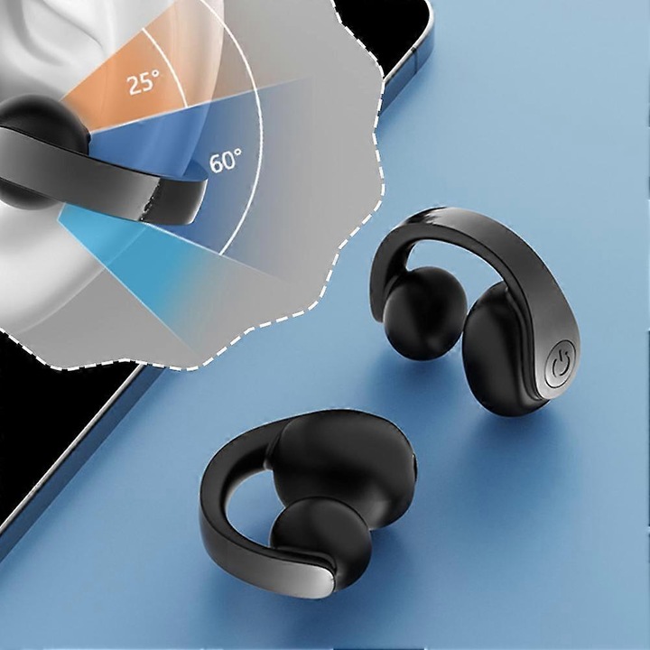 Vezeték nélküli sport fülhallgató, Bluetooth 5.4, IPX5, fekete, 6.5g