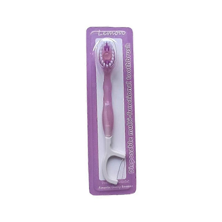 Periuta de dinti 5 in 1, multifunctionala, piersica, 1 buc