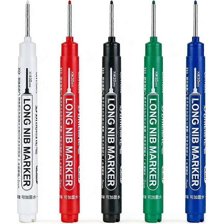 Set markere pentru gauri adanci, 5 culori, 13.5x5cm, plastic