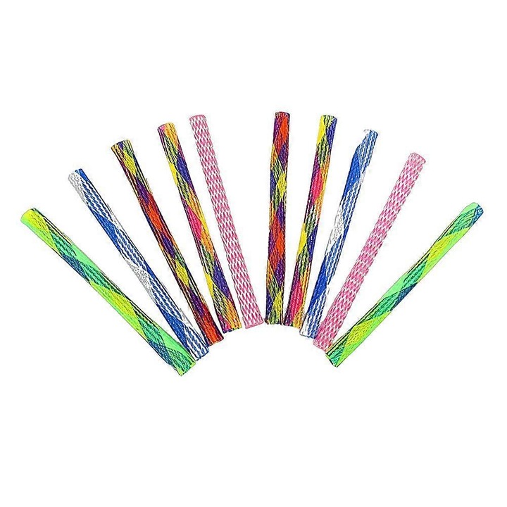 Set 10 bucati, jucarie interactiva pentru pisici pliabila tip arc, pvc, cu textura impletita si sarituri neregulate, multicolor, 10 x 11cm