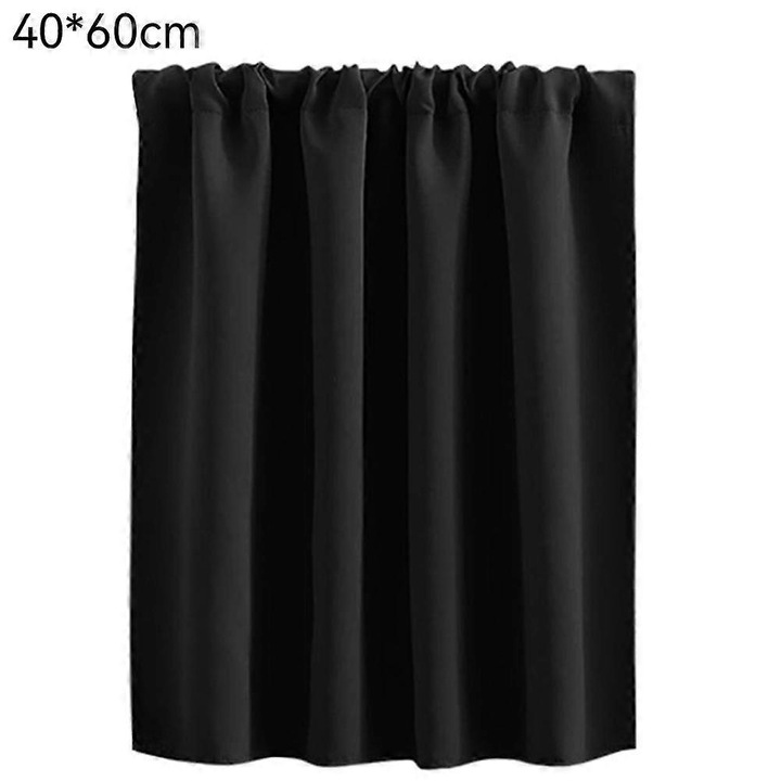 2 darabos szett, poliészter konyhai függöny, bújtatóval, átlátszatlan az intimitásért, fekete, 2 x 66x61 cm