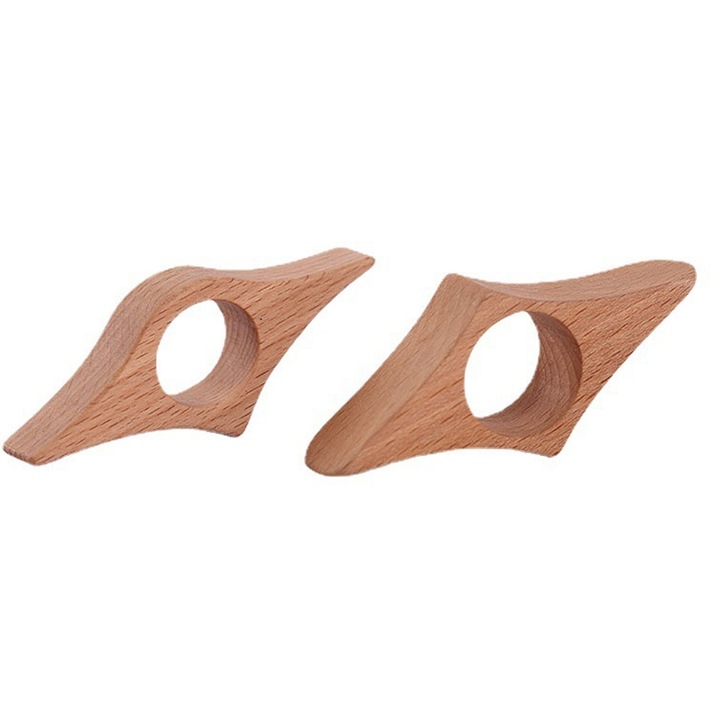 Set 2 suporturi lemn natural pentru citit, inel ergonomic, 45x8mm, stejar deschis