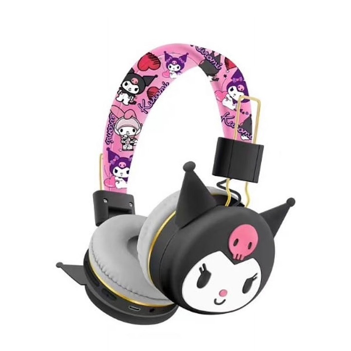 Vezeték nélküli fejhallgató gyerekeknek, japán kawaii design, bluetooth, hi-fi hangzás, mikrofonnal és hangerő-korlátozóval, rózsaszín, 1 db