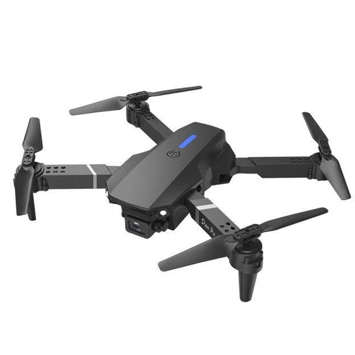 Kétkamerás drón 1080P, 2.4G távirányítóval, összecsukható, fekete, kompakt