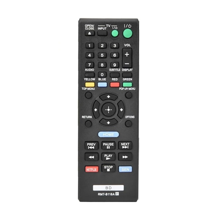 Távirányító kompatibilis Sony Bdp S185, ABS, fekete