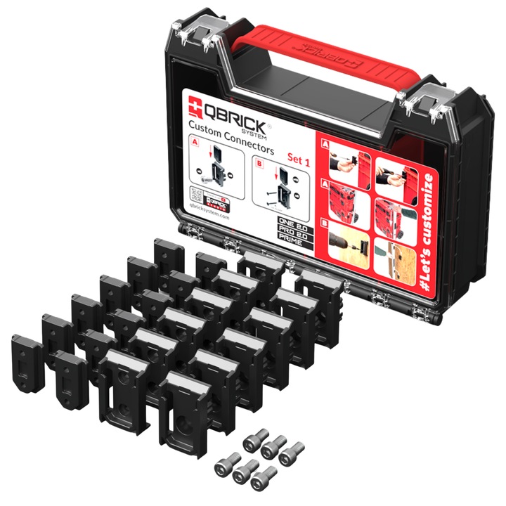 Комплект адаптери QBrick Set 1, за червени кутии, с органайзер и винтове, черен, 1 комплект