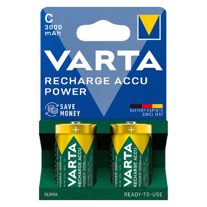 Acumulatori Varta C 3000mAh NiMH cilindric set 2 buc