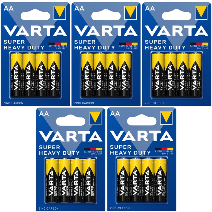 Baterii Varta Super Heavy Duty AA zinc-carbon 1.5V 14.5x50.5mm set 4 buc