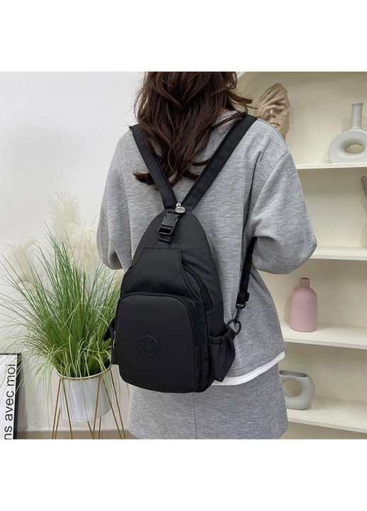 LUXWTB Rucsac vintage dama din nailon, negru, 2 moduri (spate/umar), capacitate mare, buzunare multiple, inchidere cu fermoar – ideal pentru utilizare zilnica si cadouri festive