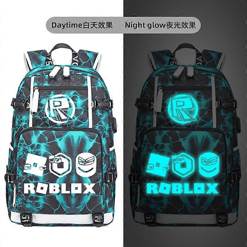 Rucsac scolar USB, capacitate mare, material Oxford, iluminare glow-in-the-dark, negru, 15 inch