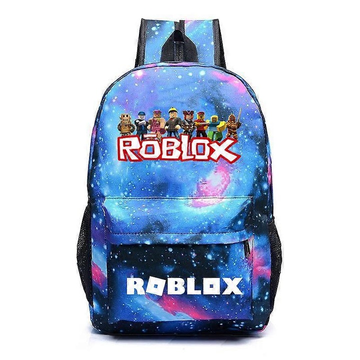 Rucsac/ghiozdan laptop din panza, cu imprimeu Roblox, hidrofug si rezistent, model Diamond, compartiment pentru laptop 15,6 inch, bretele ergonomice captusite, Multicolor, 20L