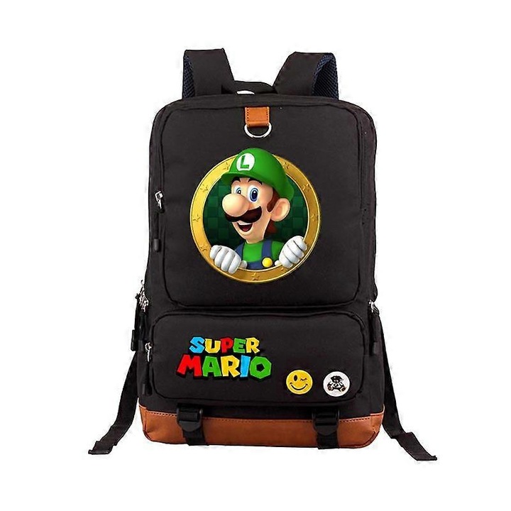 Unisex hátizsák, Oxford, Super Mario mintával, 16 hüvelyk, 20x35L