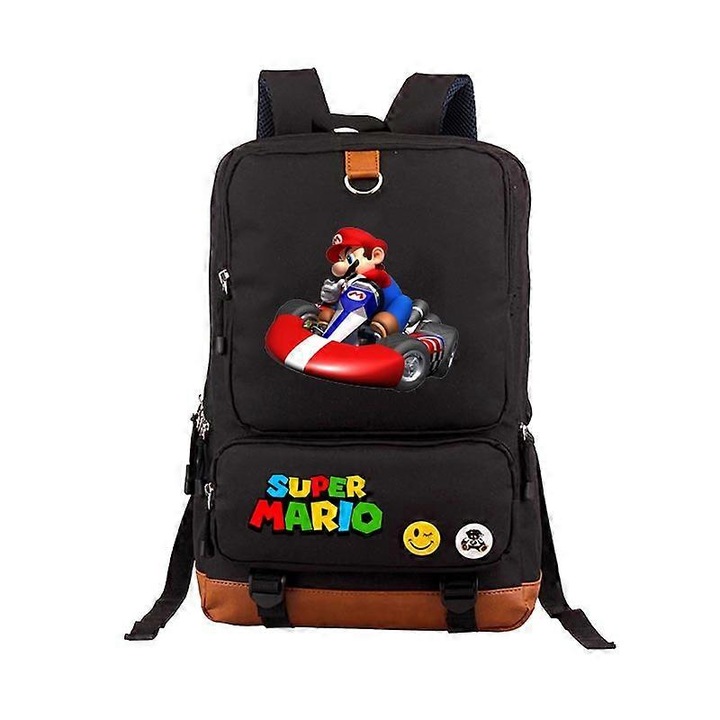 Unisex hátizsák, Oxford, Super Mario mintával, 20x35L, 16 hüvelykes laptophoz