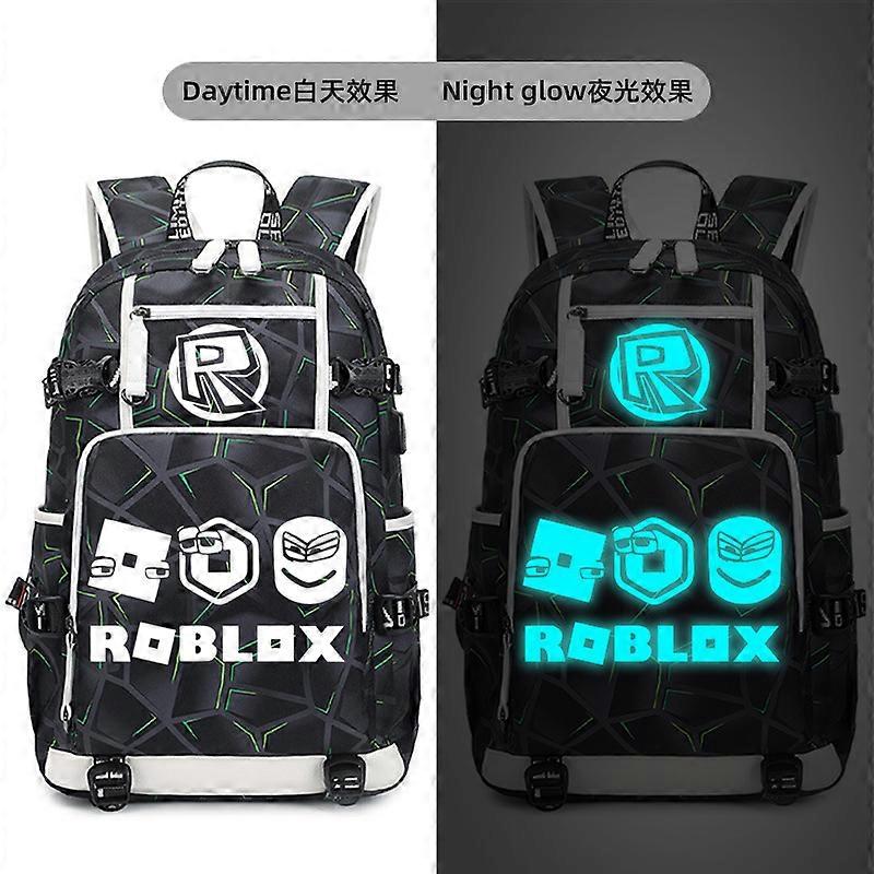 Rucsac scolar USB, capacitate mare, material Oxford, iluminare glow-in-the-dark, negru, 15 inch