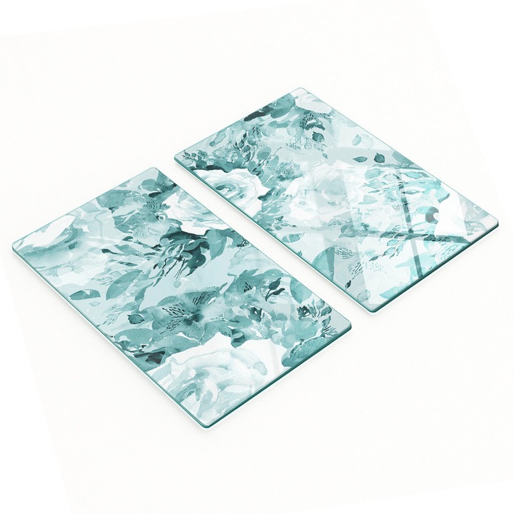 Tulup üveg vágódeszka szett, 2 db, zöld, 30x52x0.4cm, csúszásgátló lábak