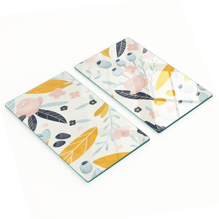 Tulup 2 db üveg vágódeszka 30x52x0.4cm csúszásmentes többszínű