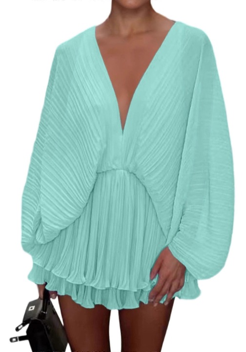 Rochie mini cu peplum verde poliester