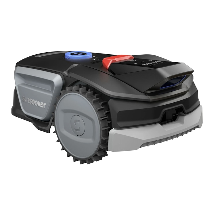 Robotfűnyíró, Vision AI technológiával, Sunseeker, akkumulátoros, 2 Ah, 300 nm, vágási szélesség 16 cm, Wi-Fi, telefonos alkalmazásvezérlés, monokuláris kamera, 55 dB, vágási magasság 20-50 mm
