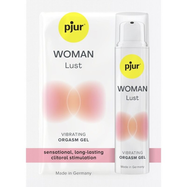 Gel pentru stimulare clitorala Pjur Woman Lust, gel pentru orgasm, cu senzatie placuta de furnicaturi, pe baza de apa, alb, 1.5 ml