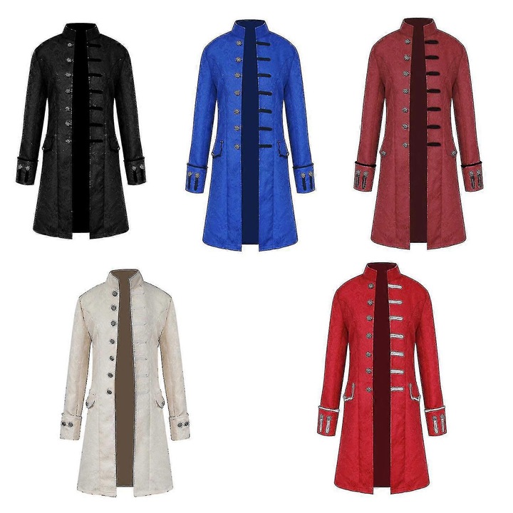 Palton/mantou din poliester, steampunk retro, uniforma cu guler inalt pentru carnaval si petreceri, Multicolor, S-4XL