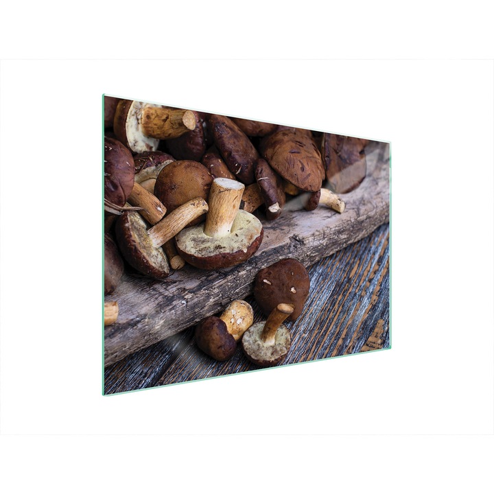 TMK ArtDeko tűzhelyvédő lap/vágódeszka 70x52 cm, edzett üvegből, gombás mintával, hőálló, többszínű, 1 db.