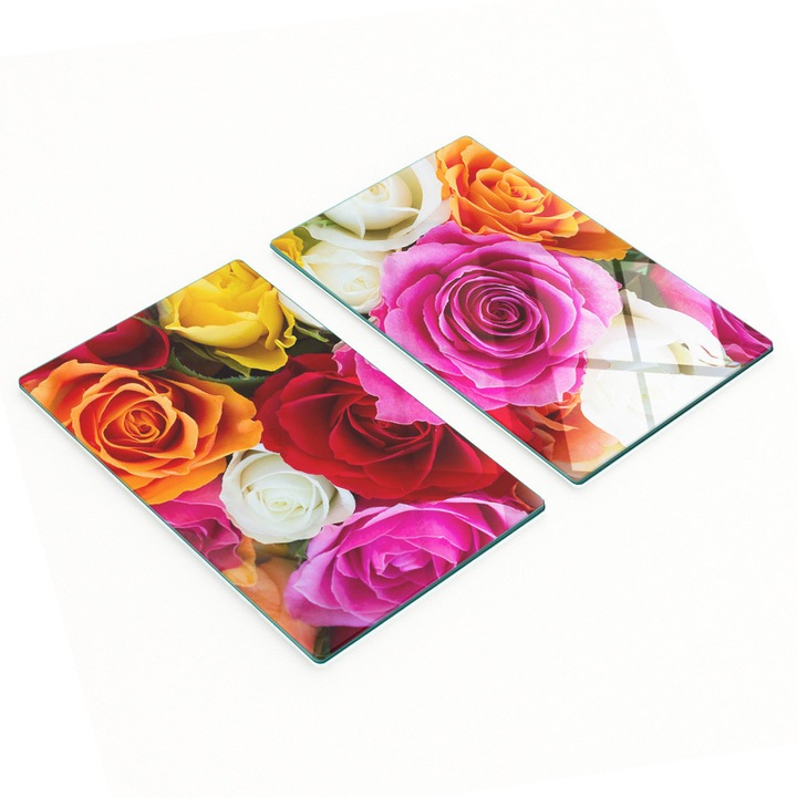 Tulup 2 db üveg vágódeszka szett, színes, 30x52x0.4cm, csúszásgátló lábak