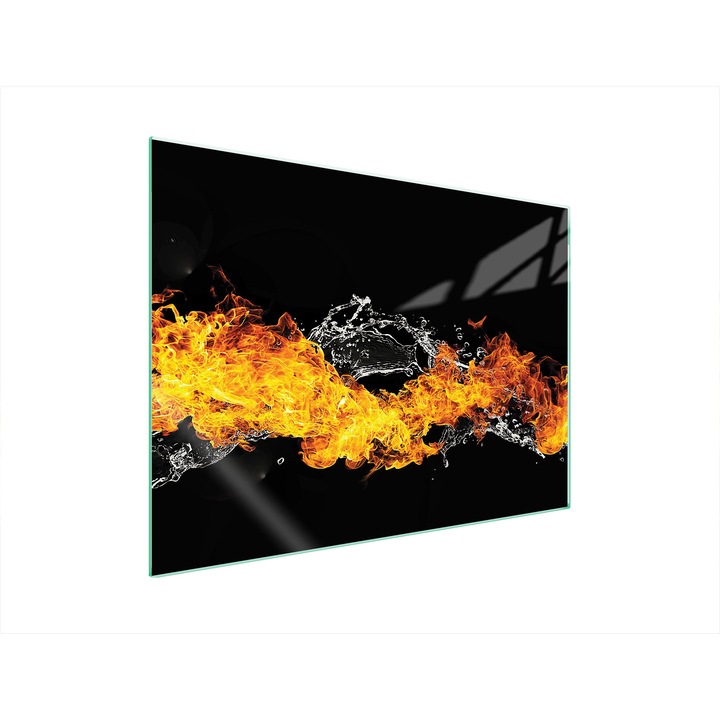 TMK ArtDeko 70x52 cm edzett üveg tűzhely/főzőlap védőlemez, UV nyomtatással a hátoldalon, magas hőmérsékletnek ellenálló, fekete, 1 db