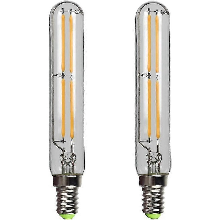 2 darabos készlet, T20 LED filament izzó, 4W, E14 Edison foglalat, meleg fehér 2700K, átmérő 20 mm, hossz 120 mm, élettartam 20.000 óra, 2 x 4W