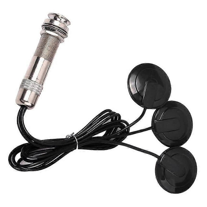 Microfon contact piezo 3 senzori, negru, 12x5x3cm, pentru chitara acustica