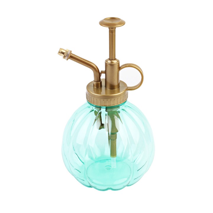 Stropitoare manuala pentru plante, pulverizator cu pompa si pulverizare fina reglabila, cap presor cu aspect cupru retro, corp PP/PET, 350ml, verde, 1 buc