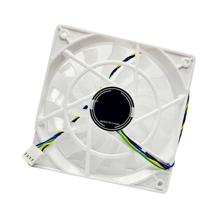 Ventilator carcasa pc (cooler) Slim 120x120x15 mm, profil subtire, conector 4P/4D (PWM/alimentare), 1200 rpm, rulmenti cu ungere fluida, alb, 1 buc