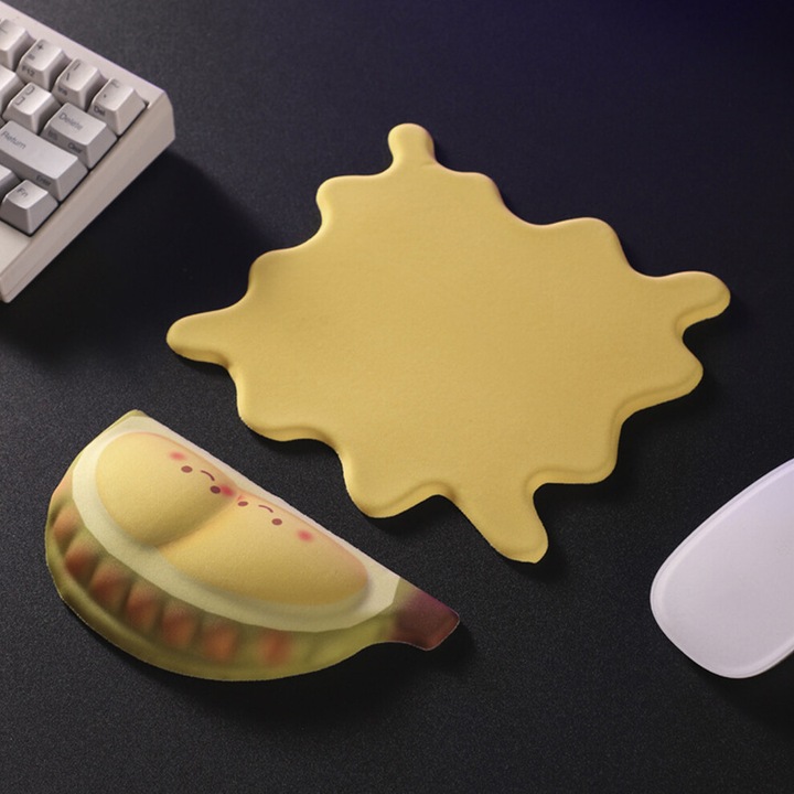 Mouse pad suport incheietura Rodie, ergonomic cu gel din silicon, antiderapant cu baza PU, 17x17cm pad, 15x8cm suport, Multicolor, 1 buc