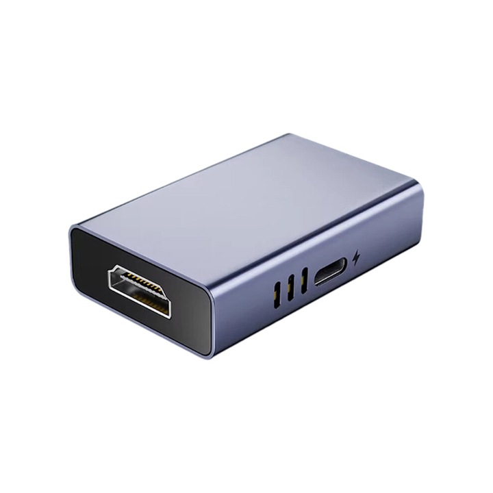 Адаптер HDTV към USB-C, издръжлив алуминиев корпус, поддържа 8K@60Hz (съвместим с 4K120Hz/2K480Hz), plug and play, металическо сиво, 1 бр.