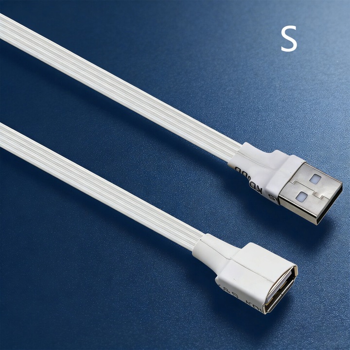 USB 2.0 hosszabbító kábel, fehér, szögletes, 20-300cm