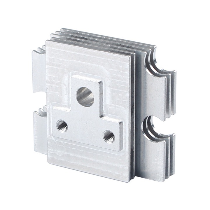 Hűtőborda/radiátor 3D nyomtató hotend extruderhez, 37x32 mm, alumínium, többrétegű szerkezet a hőelvezetéshez, menetes rögzítőfuratokkal, ezüst, 1 db